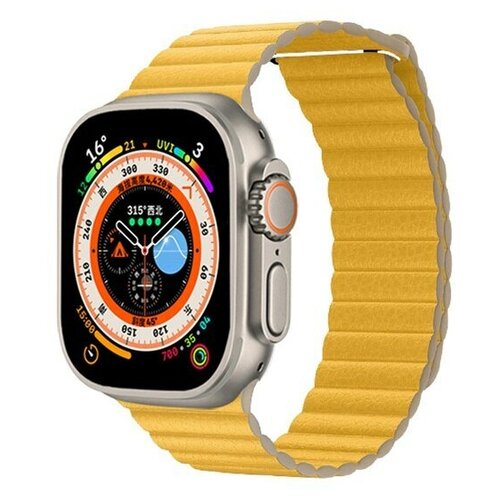 Ремешок кожаный GreatCase Leather Loop Ultra для Apple Watch 38/40/41 мм, 235мм, на магните, Желтый