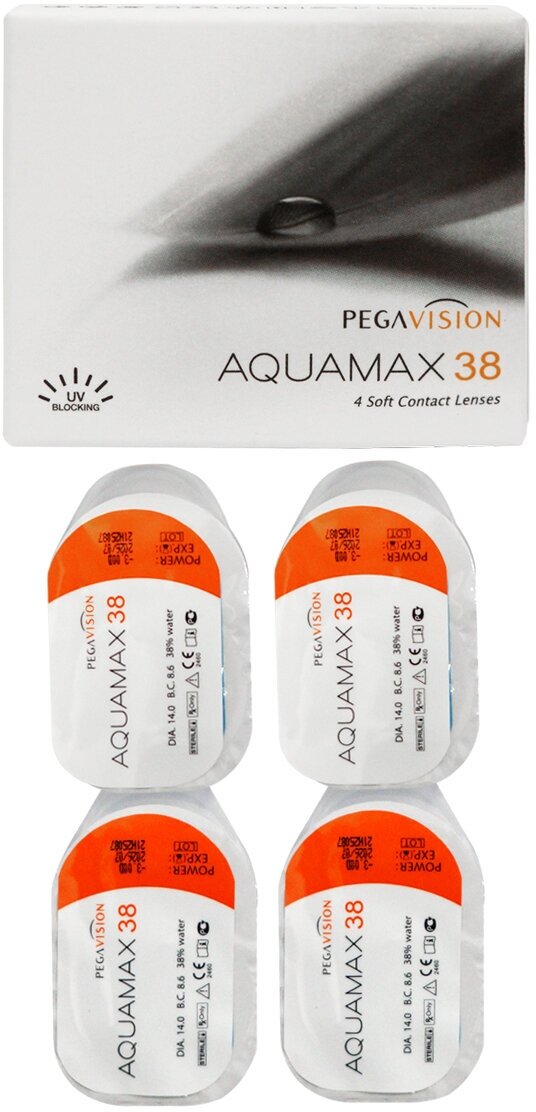 PegaVision Aquamax 38 (4 линзы) Квартальные -4.25 R 8.6