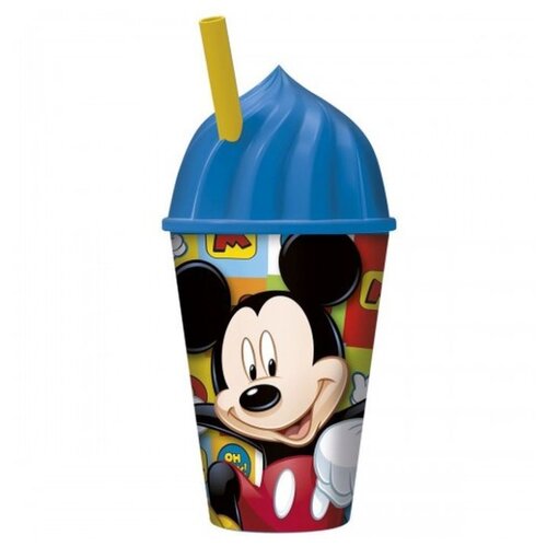 фото Stor Стакан пластиковый с соломинкой и объемной крышкой в виде мороженого 430 мл Микки Маус символы