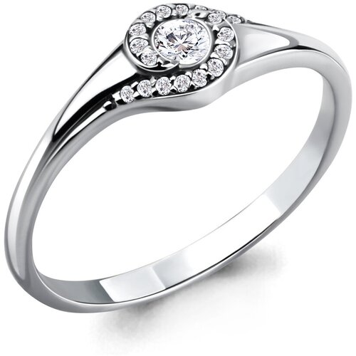 фото Кольцо diamant online, белое золото, 585 проба, бриллиант, размер 16.5