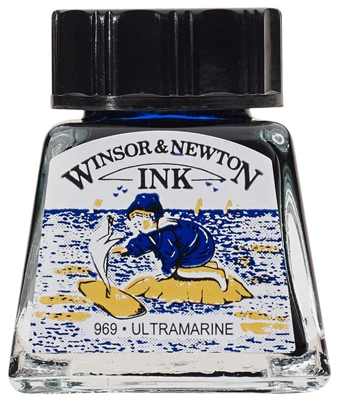 Тушь Winsor&Newton для рисования, ультрамариновый, стекл. флакон 14мл