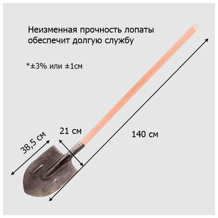 Лопата садовая штыковая ЛКО рельсовая сталь с ребрами жесткости с деревянным черенком - фотография № 2