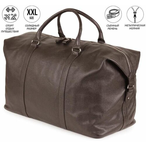 фото Сумка дорожная brialdi, натуральная кожа, 57 л, 58х33х30 см, опорные ножки, плечевой ремень, черный