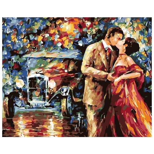 картина по номерам вечерний париж 40x50 см Картина по номерам Вечерний поцелуй, 40x50 см
