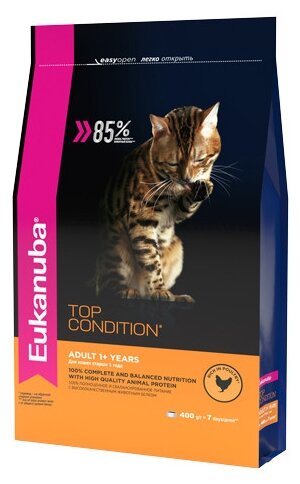 Eukanuba Cat для взрослых кошек Домашняя птица, 400 гр.