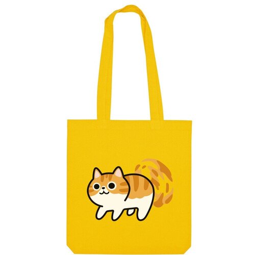 Сумка шоппер Us Basic, желтый фигура рыжий котенок 12х15х12см