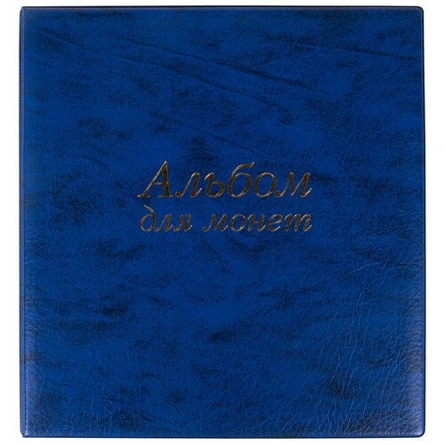Альбом нумизматика для 380 монет (диаметр до 38 мм) и купюр, 253х238 мм, синий, остров сокровищ