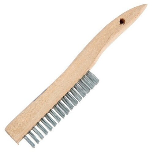 Щетка металлическая ручная тундра закаленная проволока деревянная рукоятка 4-рядная 288₽