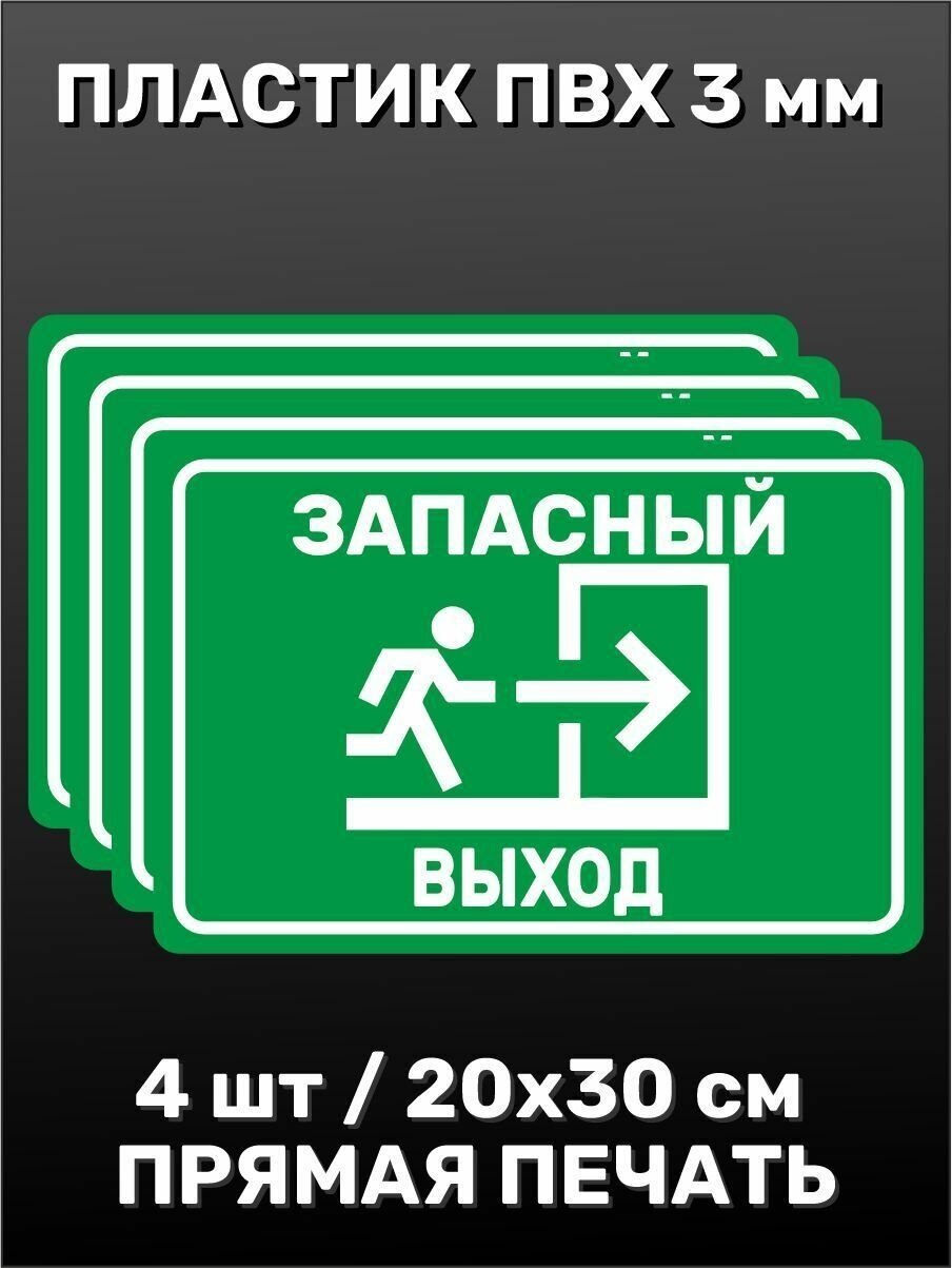 Информационная табличка на дверь - Запасный выход 20х30 см 2шт