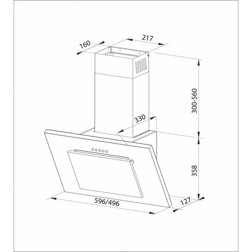 Вытяжка каминная Lex Mini 600 cлоновая кость управление кнопочное 1 мотор 1714700₽