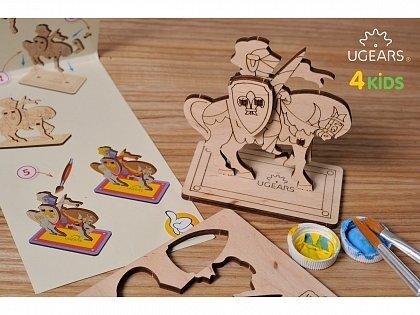 Деревянная модель-раскраска для детей UGears 4Kids Рыцарь (Knight)