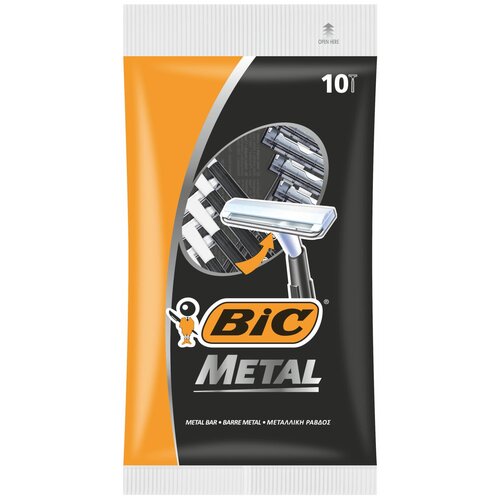 станок для бритья с одним лезвием 10 шт Станок для бритья BIC Metal с одним лезвием, 10 шт.