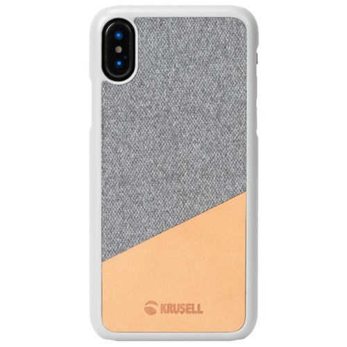 фото Чехол-накладка krusell tanum cover для apple iphone xs max, кожаный светлый