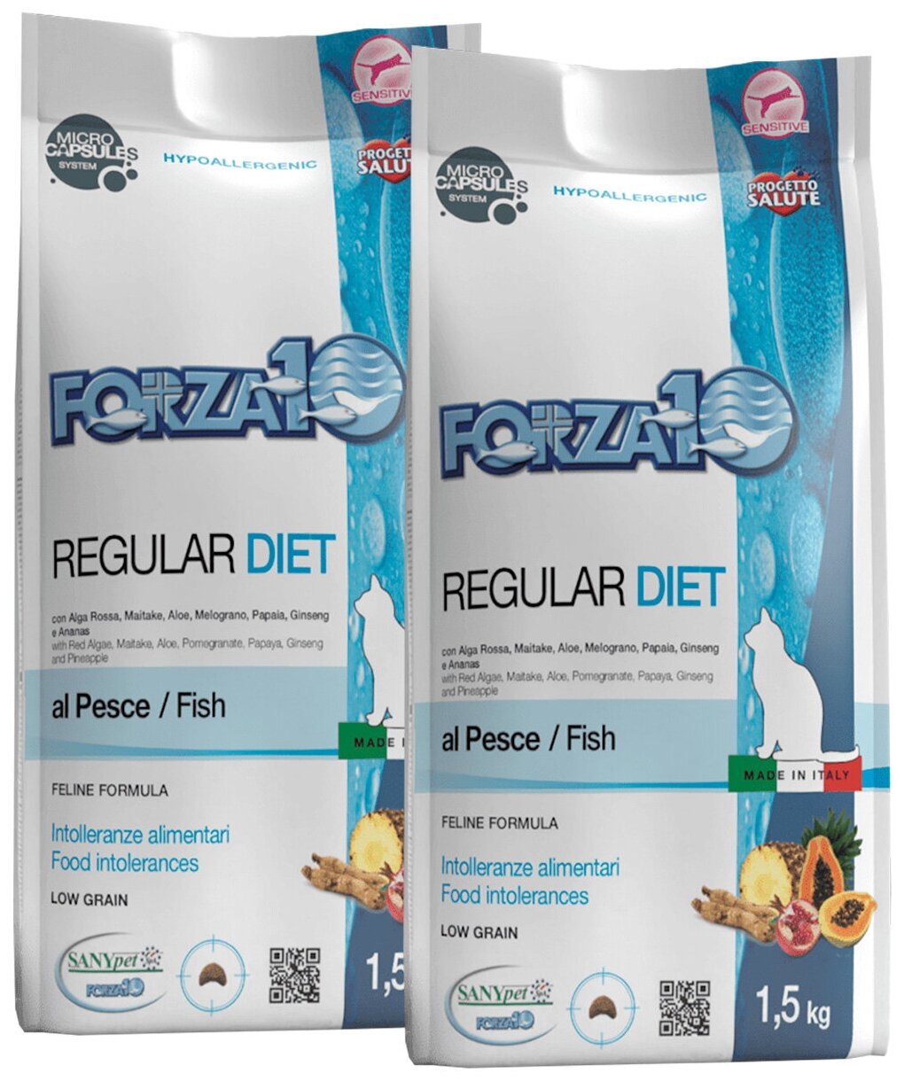FORZA10 CAT REGULAR DIET для взрослых кошек при аллергии с рыбой (15 + 15 кг)