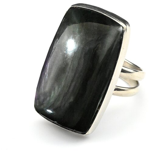 Кольцо Радуга Камня, обсидиан, размер 19, черный кольцо радуга камня обсидиан размер 19 коричневый черный