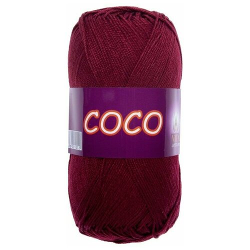 Пряжа хлопковая Vita Cotton Coco (Вита Коко) - 1 моток, 4332 винный, 100% мерсеризованный хлопок 240м/50г