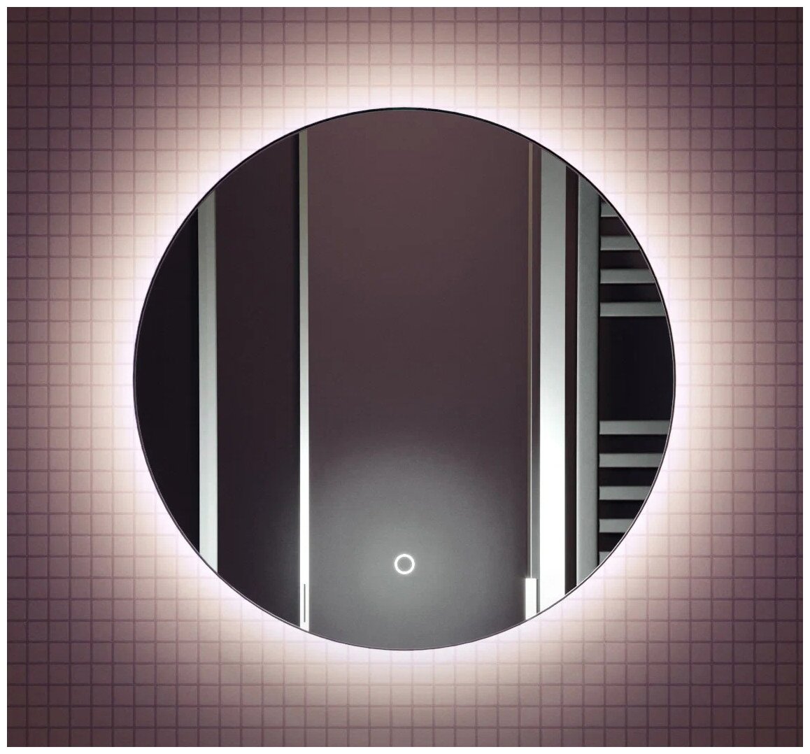Зеркало в ванную Vollmond lite 50 см (теплый свет, круглое, ореольная подсветка, сенсорный выключатель, регулировка яркости) - фотография № 1