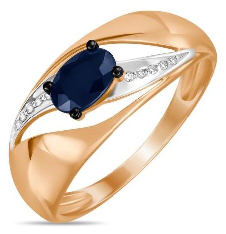 ЛУКАС Золотое кольцо из красного золота с бриллиантами сапфиром R01-D-LQGC0396A-R17