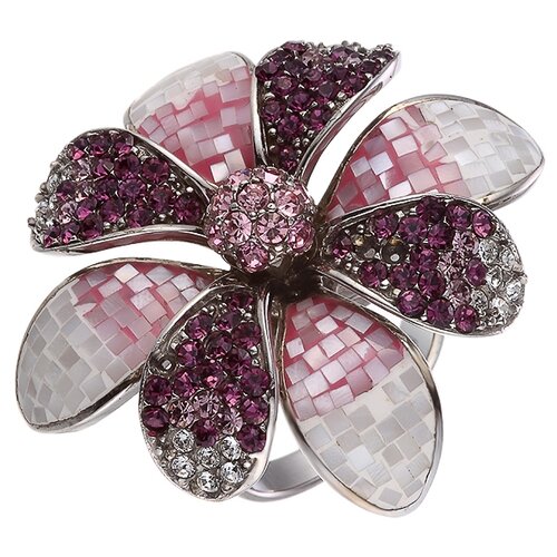 фото Element47 кольцо из серебра 925 пробы с перламутром, силиконом и ювелирным стеклом zr007278_ko_sh_ci_cryst_wg, размер 18