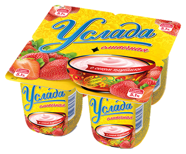 Йогурт Услада Сливочная с соком клубники 5.1%, 95 г