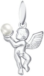 Серебряная подвеска «Ангел» с жемчугом 94030001 SOKOLOV