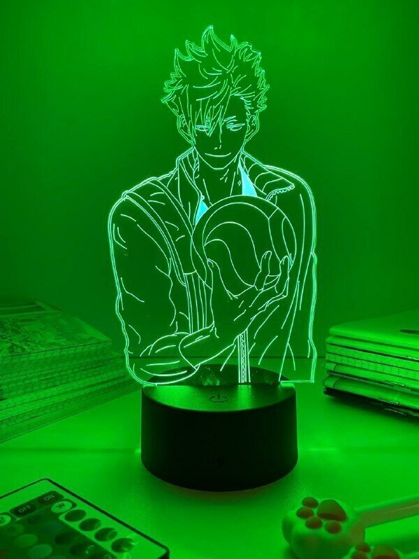3D светильник-ночник, лампа по аниме: Волейбол!! , Haikyuu!! , Тэцуро Куроо , 16 цветов - фотография № 6