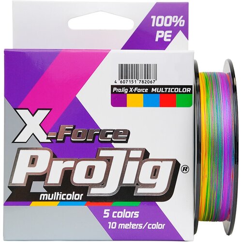 Плетеный шнур ProJig X-Force Multicolor, 0.20 мм, 15.0 кг, 100 м