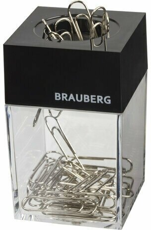 BRAUBERG Скрепочница магнитная 225189 со скрепками прозрачный (7 шт)