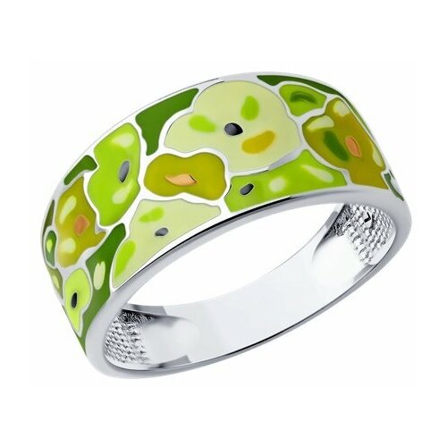 фото Кольцо diamant online, серебро, 925 проба, эмаль, размер 18