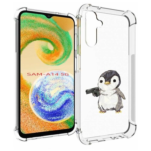 Чехол MyPads Пингвин детский для Samsung Galaxy A14 4G/ 5G задняя-панель-накладка-бампер