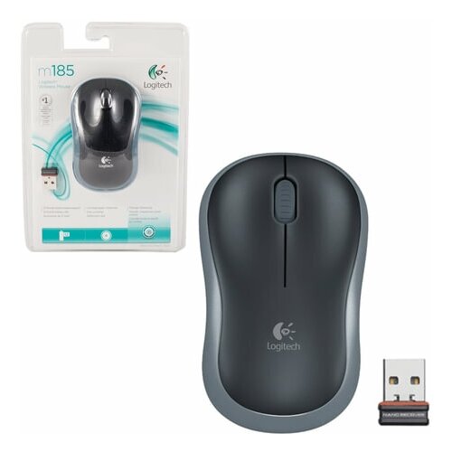 Мышь компьютерная Wireless Mouse M185 Grey-Black 910-002238 серый 392000₽