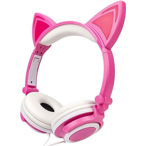 Наушники детские светящиеся кошачьи ушки складные розовые 98500₽
