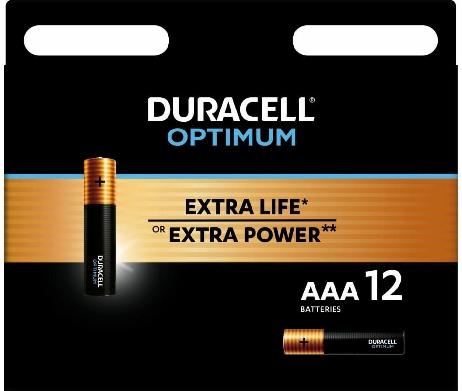 Duracell Optimum батарейки щелочные размера ААА 12 шт Б0056029