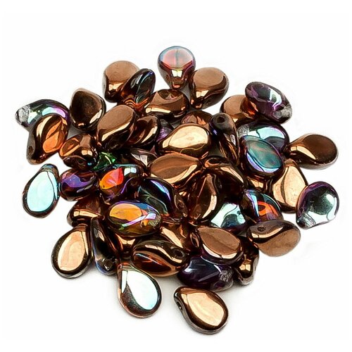 Стеклянные чешские бусины, Pip Beads, 5х7 мм, цвет Crystal Copper Rainbow, 50 шт.