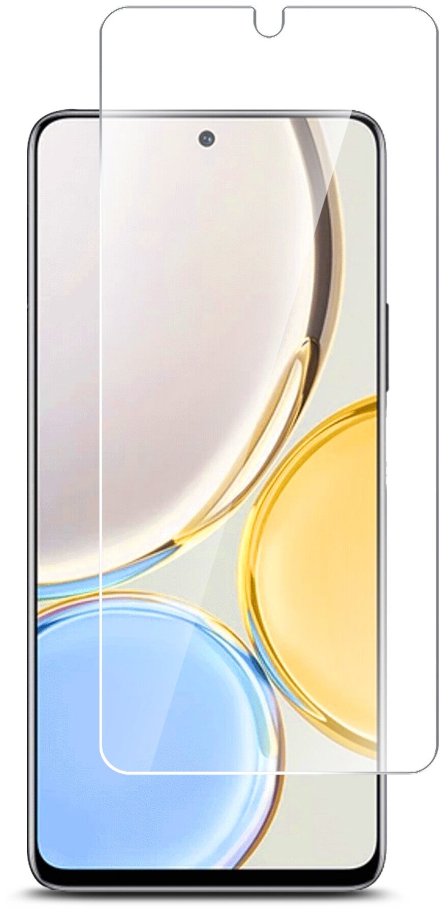Защитное стекло на Honor X9 (Хонор Х9) на Экран, гибридное: пленка + стекловолокно, прозрачное силиконовая клеевая основа тонкое Hybrid Glass, Brozo