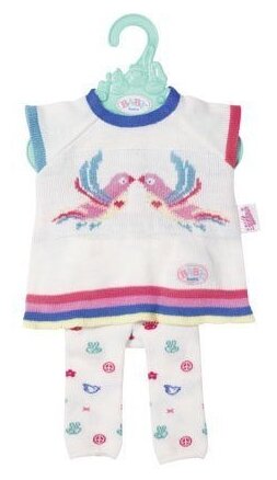 Zapf Creation Трикотажный костюмчик для кукол Baby Born 826966 белый/голубой/розовый