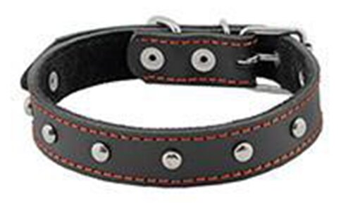 Ошейник для собак кожаный с украшениями, черный HOMEPET 30 мм 41-53 см - фотография № 2