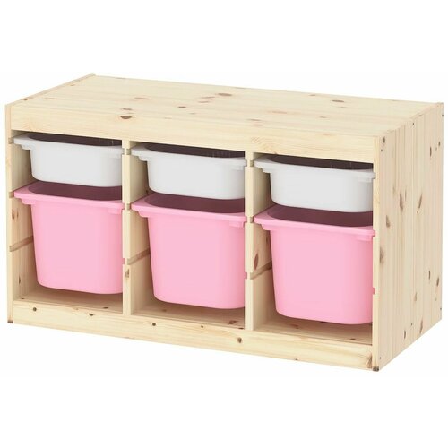 Стеллаж труфаст 93х44х52 см с белыми (3 шт) и розовыми (З шт) контейнерами IKEA