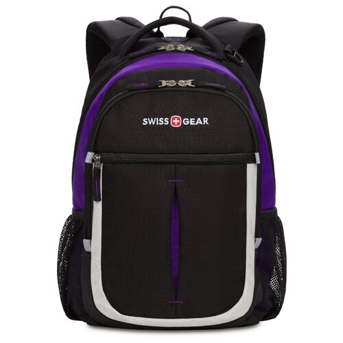 фото Рюкзак swissgear, чёрный/фиолетовый/серебристый, полиэстер 600d, 32х15х45 см, 22 л