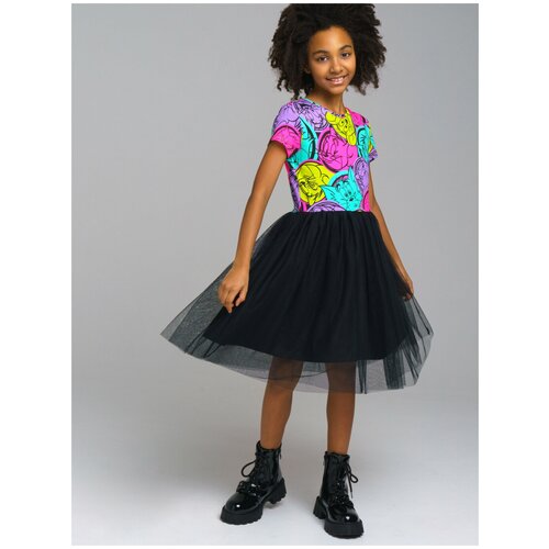 Платье playToday, хлопок, трикотаж, размер 158, черный
