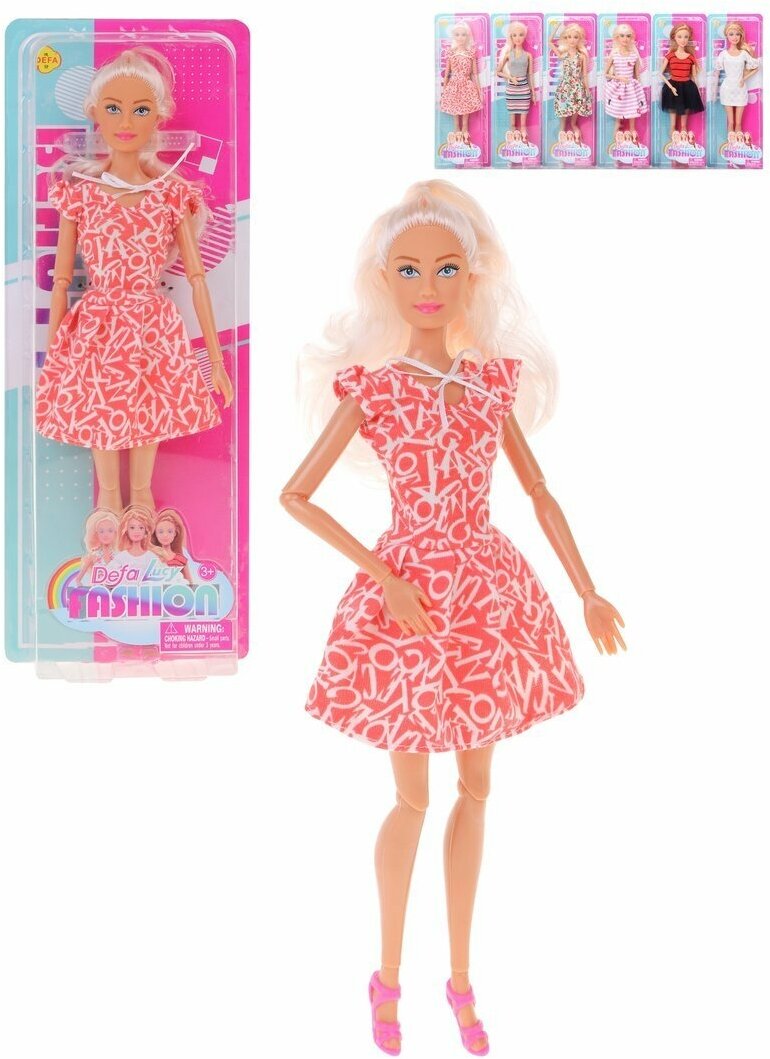 Кукла Defa Lucy Модная девушка, в розово-белом полосатом платье, 28см - фотография № 8