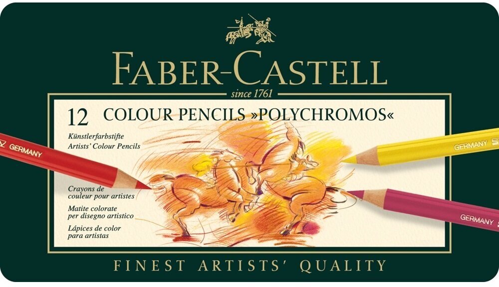 Карандаши цветные Faber-Castell Polychromos набор цветов в металлической коробке 12 шт. - фото №10