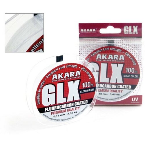 Леска Akara GLX Premium Clear, цвет прозрачная, d=0,275, 100 м.