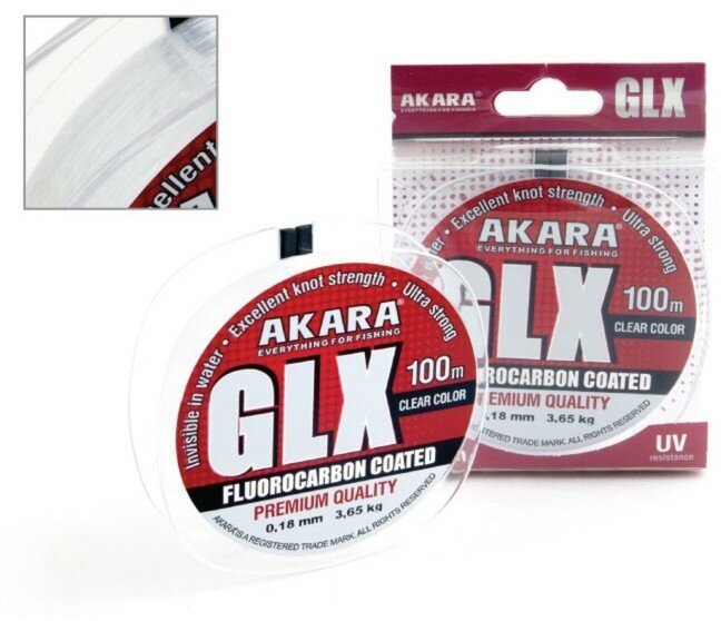 Леска Akara GLX Premium Clear диаметр 0.275 мм тест 7.5 кг 100 м прозрачная