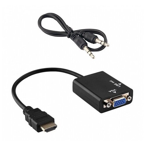 Переходник HDMI-VGA видео + J3.5 аудио Орбита переходник адаптер hdmi на vga видео 3 5 jack аудио hdmi папа m vga f мама