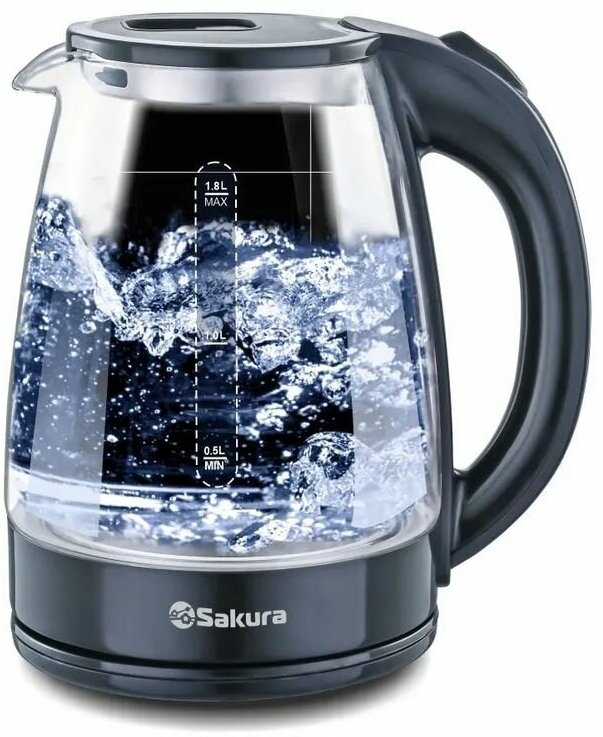 Чайник электрический Sakura SA-2734BK стеклянный с точечной подсветкой 1.8л
