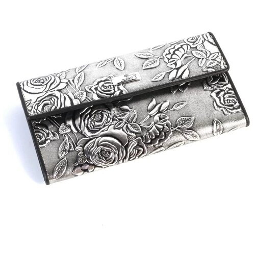 фото Женский кожаный кошелек sergio valentini св 8146-013 серебристо-черный