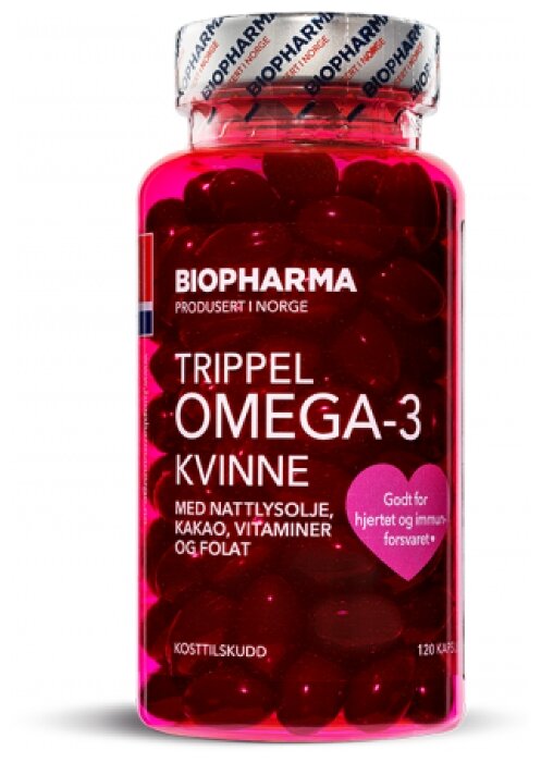 Biopharma Trippel Omega-3 Kvinne капс., 155 г, 120 шт., шоколад