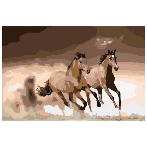 Картина по номерам Скачущие лошади, 40x60 см