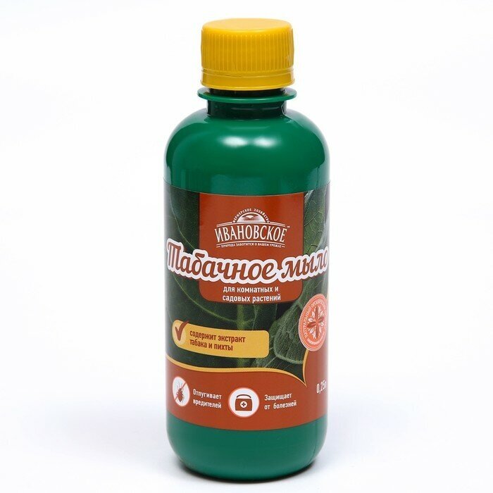 Табачное мыло Зеленое Сечение "Ивановское" отпугивает вредителей, бутылка, 0,25 л